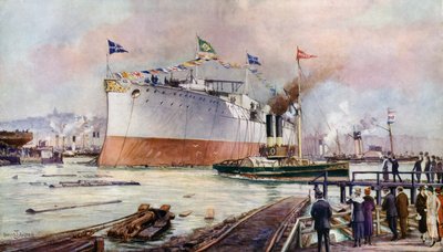 戦艦の進水 作： Charles John de after Lacy